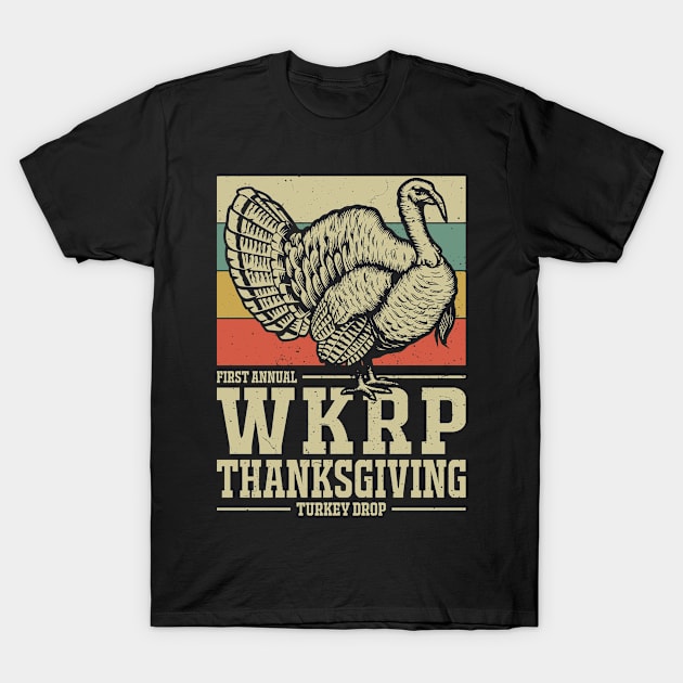 Thanksgiving Day First Annual WKRP in Cincinnati Turkey Drop Vintage Retro Funny Gift T-Shirt by beardline